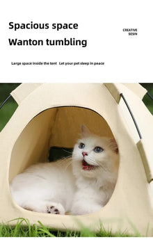 Outdoor Cat House,Pet Tent -Windproof and Dustproof Shelter for Small Pets, Grey, Size: M 40x40x37cm - view 2