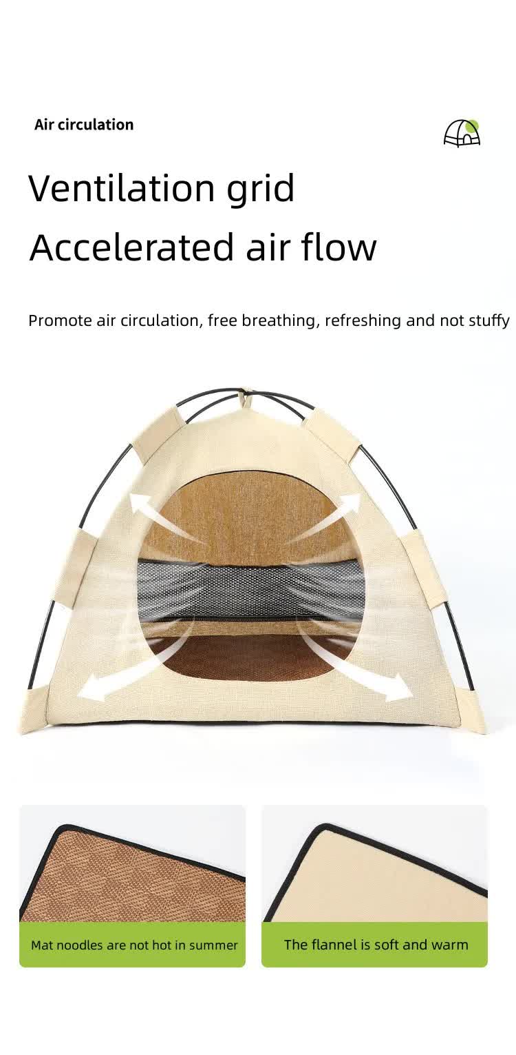 Outdoor Cat House,Pet Tent -Windproof and Dustproof Shelter for Small Pets, Grey, Size: M 40x40x37cm - view 3