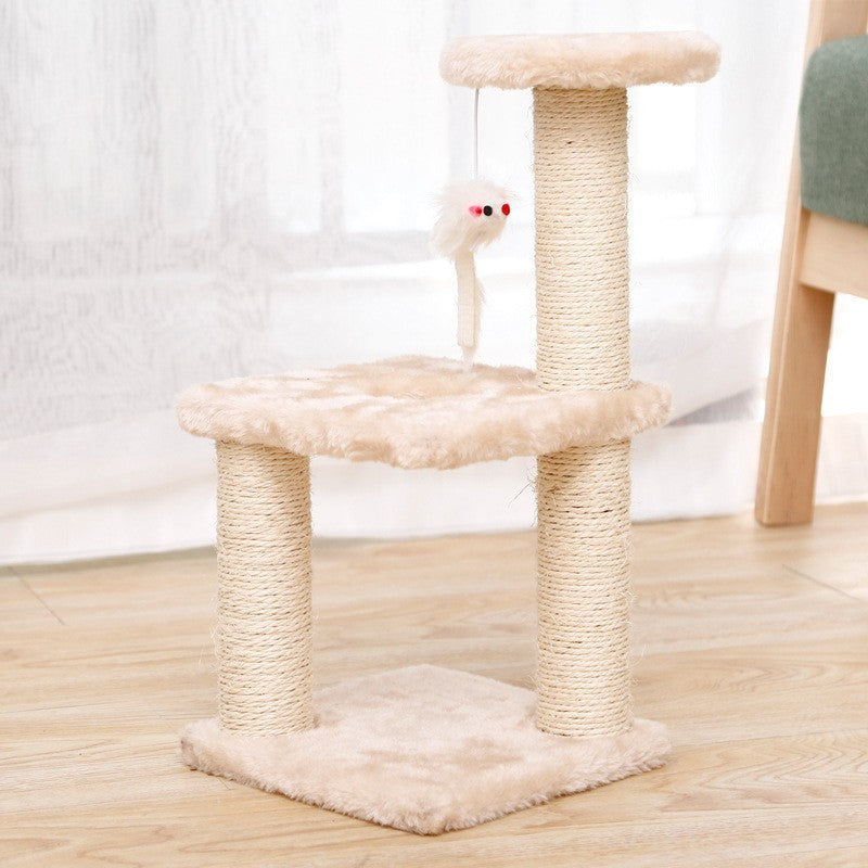 Cat Tree with Two Platforms, Scratching Posts, and Hanging Mouse Toy 40x15x20cm