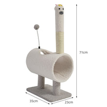 Interactive Cat Tunnel & Scratching Post with Spring Toy - Cozy Playtime for Kittens white 35x23x71cm - view 2