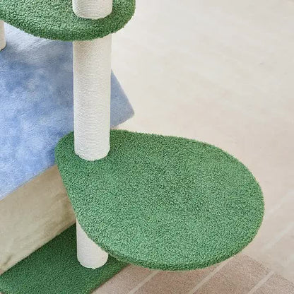 Floral Cat Tree with Cozy Hideaway and Scratching Posts (50x38x90 cm) - view 2