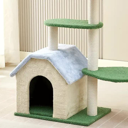 Floral Cat Tree with Cozy Hideaway and Scratching Posts (50x38x90 cm) - view 4