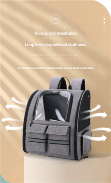 Grey Collapsible Pet Carrier Backpack with Trolley Sleeve - view 2