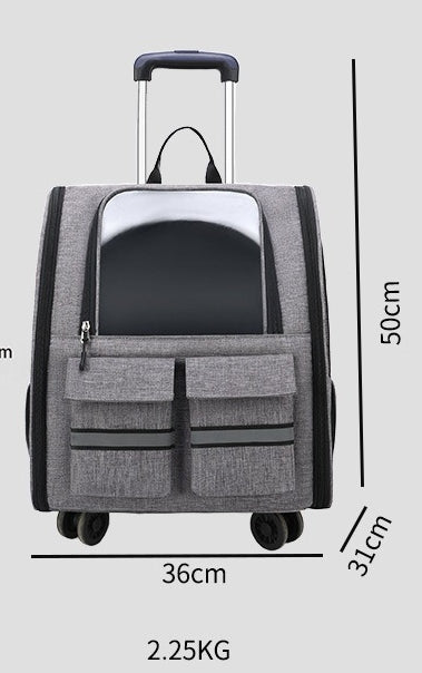 Blue 3-in-1 Pet Carrier: Rolling Backpack with Collapsible Design - view 2