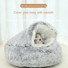 Cozy Pink Plush Hooded Pet Bed - Ultra Soft Long Fur Cave Bed for Small Pets 50cm - view 2