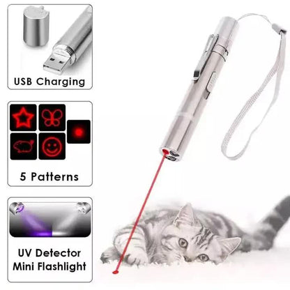 2PCS USB Rechargeable Multifunctional Laser Pointer for Cats - Interactive Toy with Star and Butterfly Patterns - view 2