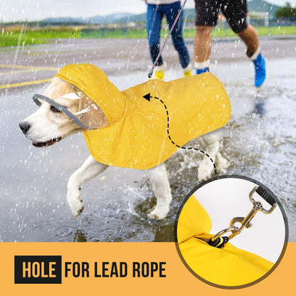L Yellow Reflective Adjustable Pet Raincoat with Hood - Waterproof Dog Jacket, Adjustable Dog Poncho for Outdoor Protection - view 5