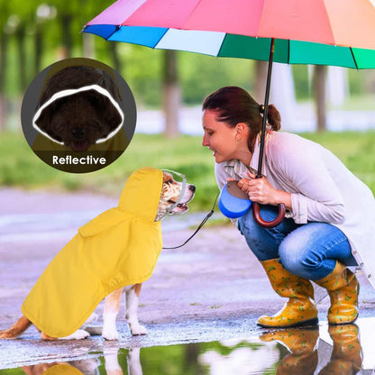 XXL Yellow Reflective Adjustable Pet Raincoat with Hood - Waterproof Dog Jacket, Adjustable Dog Poncho for Outdoor Protection - view 8
