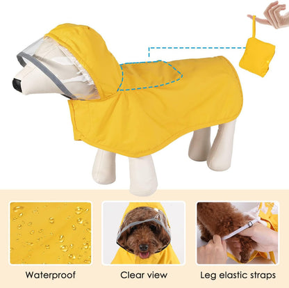 XXXL Yellow Reflective Adjustable Pet Raincoat with Hood - Waterproof Dog Jacket, Adjustable Dog Poncho for Outdoor Protection - view 2