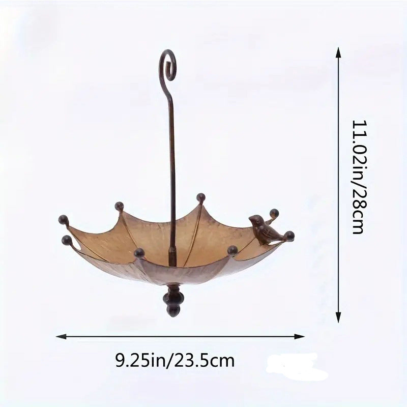 Umbrella-Shaped Bird Feeder - Metal Hanging Garden Decoration - view 4