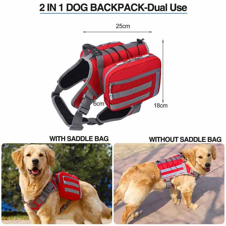 Black Dog Tactical Backpack Harness - Adjustable Outdoor Camouflage Saddle Bag for Dogs - view 3