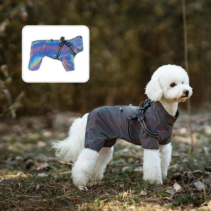 S Laser Adjustable Waterproof Reflective Dog Raincoat with Harness Design - view 2