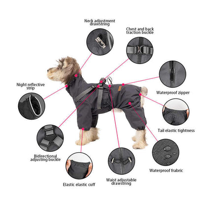 S Laser Adjustable Waterproof Reflective Dog Raincoat with Harness Design - view 3