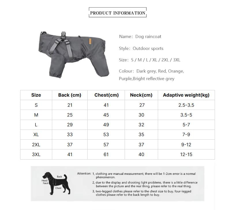 S Laser Adjustable Waterproof Reflective Dog Raincoat with Harness Design - view 7