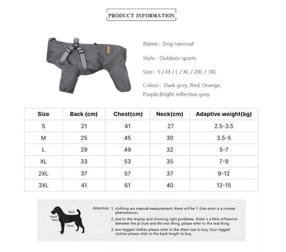 S Laser Adjustable Waterproof Reflective Dog Raincoat with Harness Design - view 7