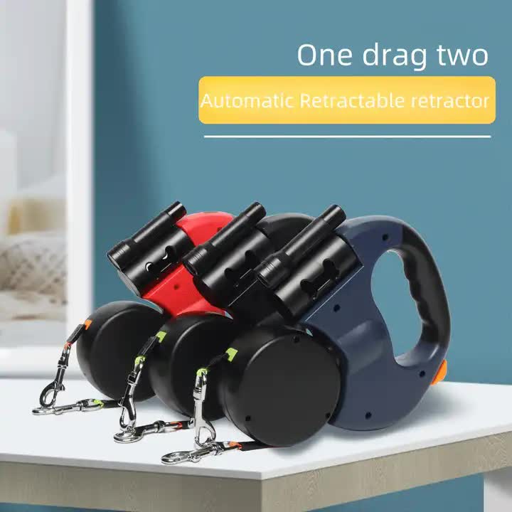 Blue Dual Retractable Dog Leash | 2-in-1 Automatic Pet Leash for Walking Two Dogs Simultaneously - view 3