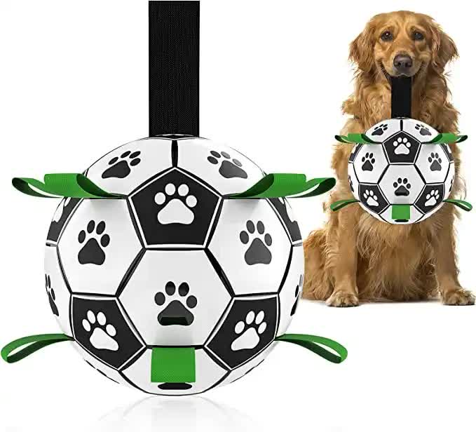 19x19cm Interactive Dog Toy Soccer Ball with Rope | Outdoor Fetch & Tug Play for Dogs | Training & Exercise Pet Toy