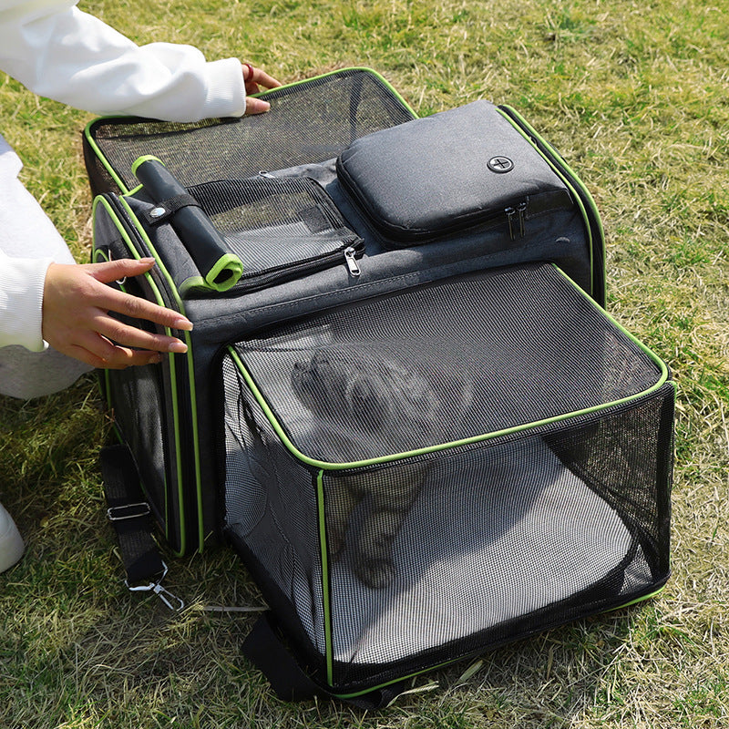 Gray Blue Foldable Portable Pet Carrier Bag - Large Capacity Travel Backpack for Cats and Small Dogs, Expandable Car Pet Bag, Handheld Pet Carrier for Outdoor Adventures - view 2