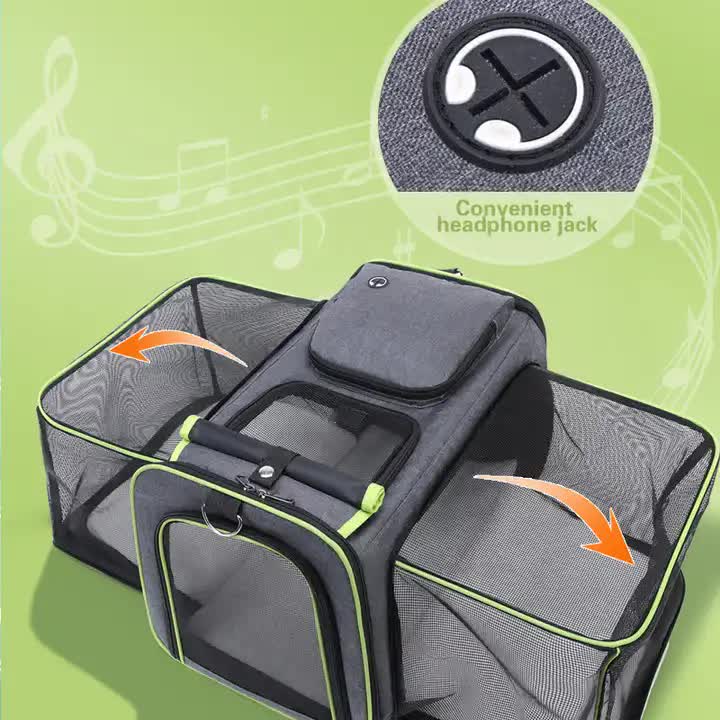 Gray Blue Foldable Portable Pet Carrier Bag - Large Capacity Travel Backpack for Cats and Small Dogs, Expandable Car Pet Bag, Handheld Pet Carrier for Outdoor Adventures - view 3