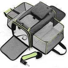 Gray Green Foldable Portable Pet Carrier Bag - Large Capacity Travel Backpack for Cats and Small Dogs, Expandable Car Pet Bag, Handheld Pet Carrier for Outdoor Adventures