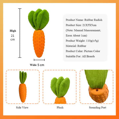 2 PCS Durable Rubber Carrot Dog Toy – Squeaky Chew Toy for Large Dogs, Puppy Teething & Dental Care, Interactive Play for Bored Pets - view 2