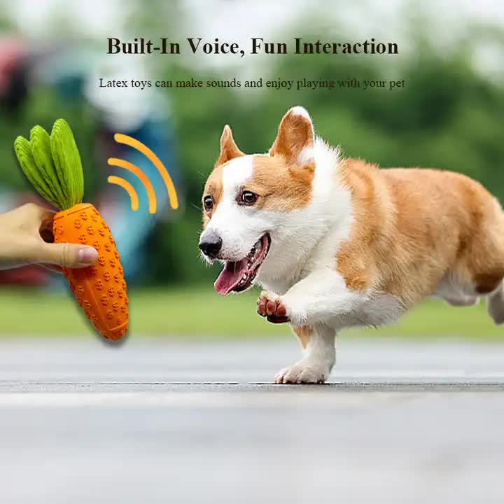 2 PCS Durable Rubber Carrot Dog Toy – Squeaky Chew Toy for Large Dogs, Puppy Teething & Dental Care, Interactive Play for Bored Pets - view 3