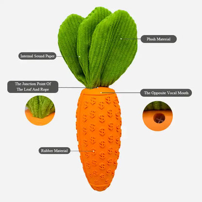 2 PCS Durable Rubber Carrot Dog Toy – Squeaky Chew Toy for Large Dogs, Puppy Teething & Dental Care, Interactive Play for Bored Pets - view 4