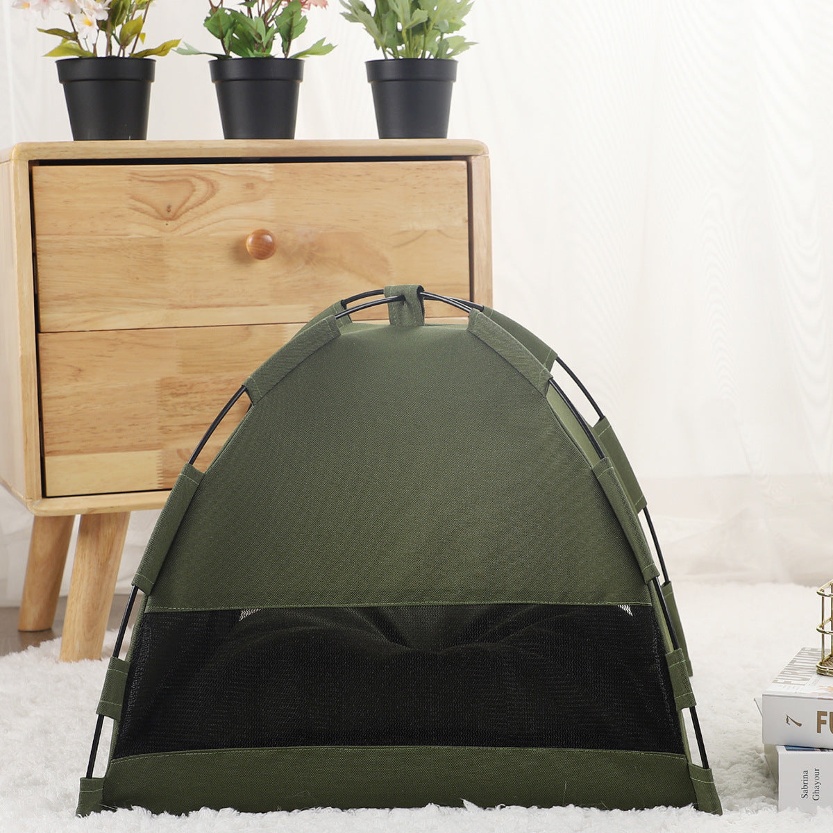M Green Foldable Breathable Summer Pet Tent with Cooling Mat - Portable Outdoor and Indoor Pet Shelter - view 4