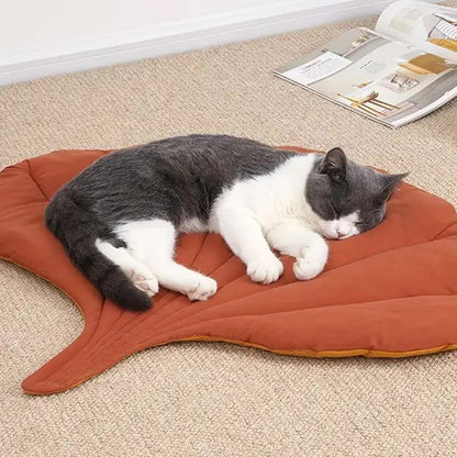 1 Pcs Yellow Leaf-Shaped Pet Sleeping Mat - Durable Dog Floor Pad & Cat Bed for Sleeping and Playtime - view 5