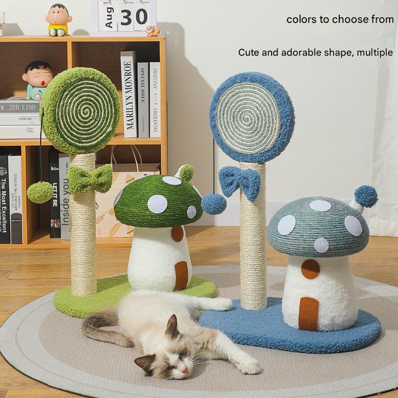 Red Durable Mushroom Cat Scratching Post - Anti-Slip, No Debris Cat Scratch Pad with Sofa Protection for Small Cats - view 2