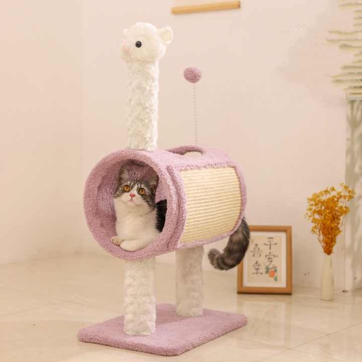 Yellow Chicken-Theme Cat Tree with Tunnel - Multi-Functional Cat Scratching Post and Playhouse - view 4