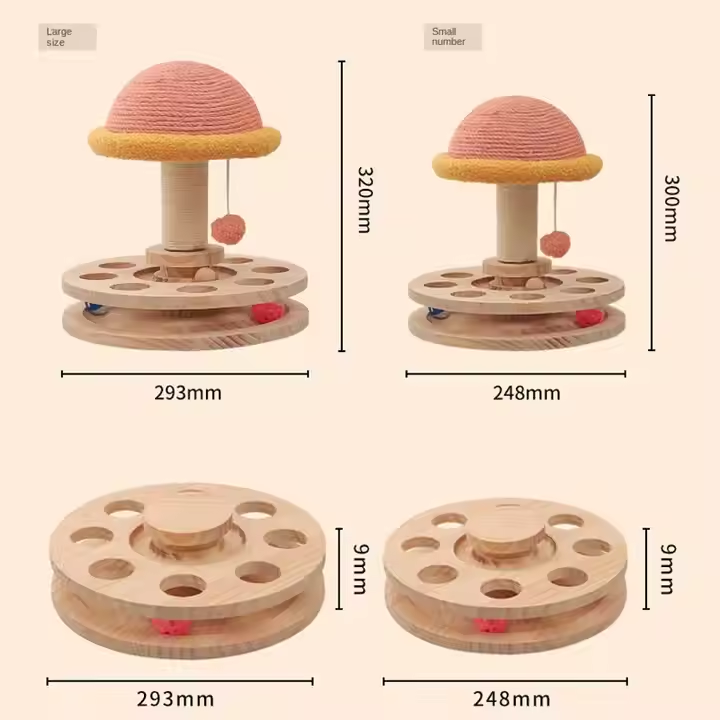 Large Pink Interactive Cat Scratching Post with Ball Track – Fun Mushroom-Shaped Cat Toy for Play, Scratching, and Entertainment - view 2