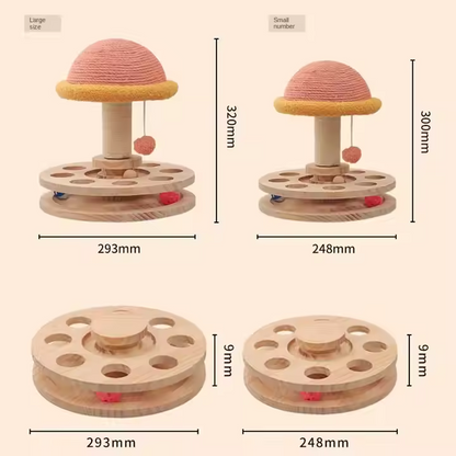Large Pink Interactive Cat Scratching Post with Ball Track – Fun Mushroom-Shaped Cat Toy for Play, Scratching, and Entertainment - view 2