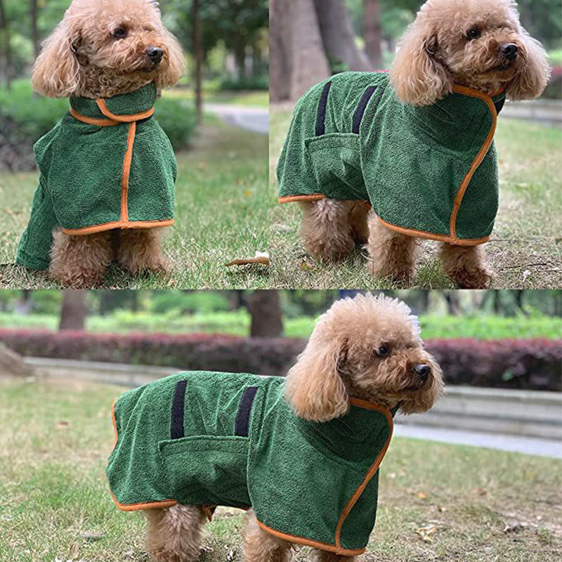 L Grey Pet Dog Quick-Dry Bathrobe - Absorbent Towel Robe for Medium and Large Dogs - view 2