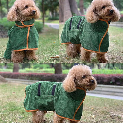 L Grey Pet Dog Quick-Dry Bathrobe - Absorbent Towel Robe for Medium and Large Dogs - view 2