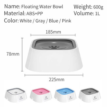 Blue Anti-Spill Floating Pet Water Bowl for Dogs and Cats - 1L Capacity, Splash-Proof and Anti-Wet Mouth Design - view 6