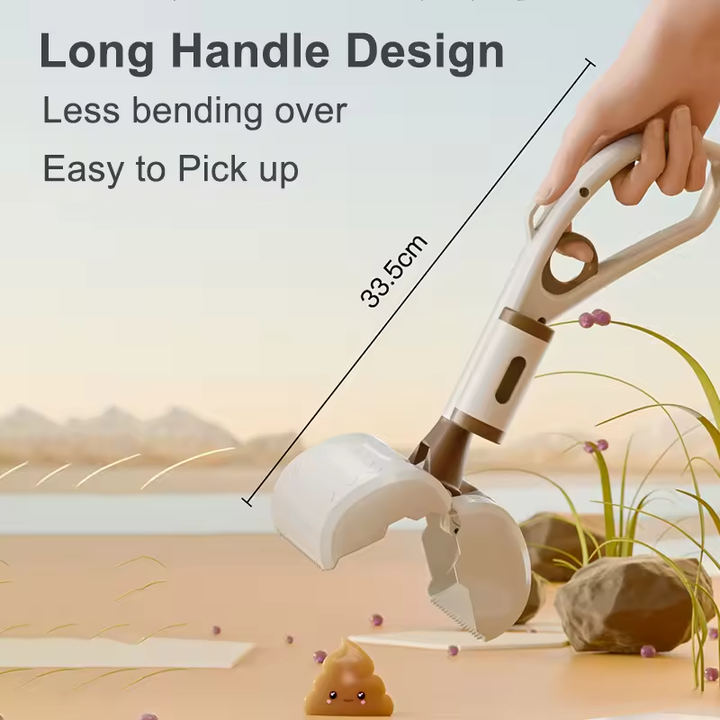 Beige Portable Dog Poop Scooper with Large 9.5cm Opening, Ergonomic Handle, Lightweight 320g Pet Waste Picker for Outdoor Walks - view 3