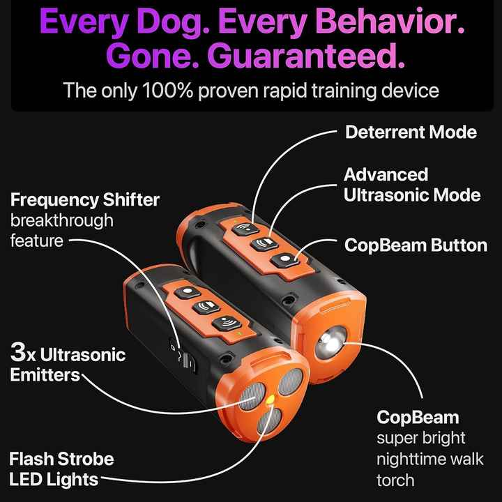Gray Multifunctional Ultrasonic Dog Repeller & Flashlight - Long-Range SOS Emergency Light - view 2