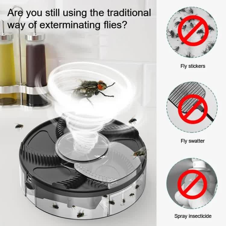 Black Electric Rotating Fly Trap - 360 Degree Efficient Insect Catcher for Indoor Use - view 2