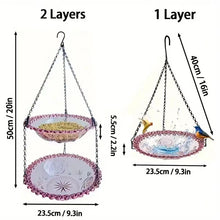 2 Set Grey Elegant Hanging Glass Bird Feeder - Double Tier for Garden Birds - view 2