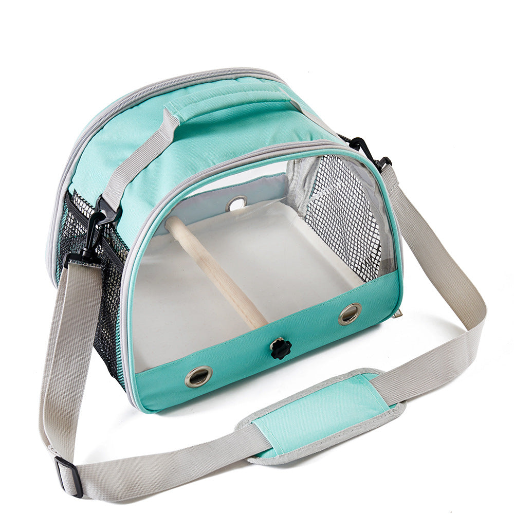 Green Portable Clear View Bird Carrier Travel Cage with Perch & Tray - Breathable Pet Bag for Parrots, Cockatiels & Small Animals - view 4