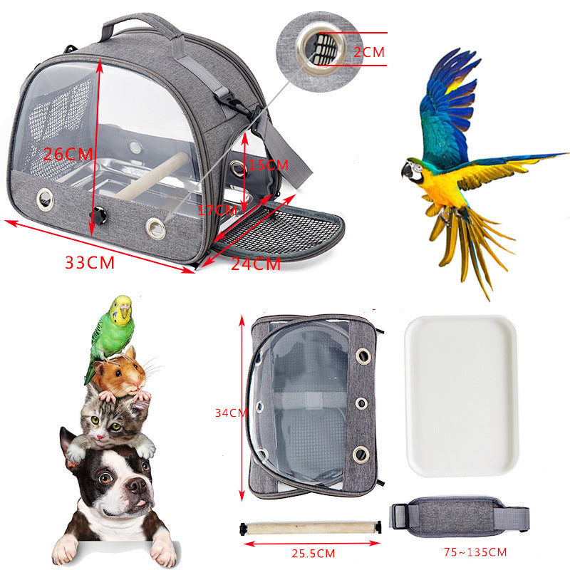 Stylish Leaf Print Clear View Bird Carrier - Portable Travel Cage with Perch & Tray for Parrots, Cockatiels & Small Pets - view 6