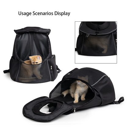 Black Breathable Mesh Pet Carrier Backpack - Head-Out Design for Small Dogs & Cats, Ventilated Travel Hiking Carrier Bag with Front Entry & Pockets - view 3