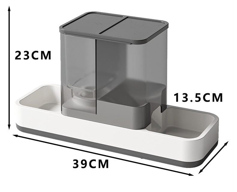 Grey 2-in-1 Automatic Pet Water and Food Dispenser - Gravity Feeder for Cats and Dogs - view 7