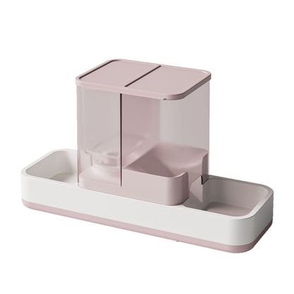 Pink 2-in-1 Automatic Pet Water and Food Dispenser - Gravity Feeder for Cats and Dogs