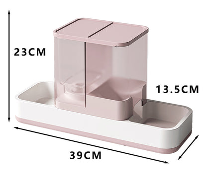 Pink 2-in-1 Automatic Pet Water and Food Dispenser - Gravity Feeder for Cats and Dogs - view 7