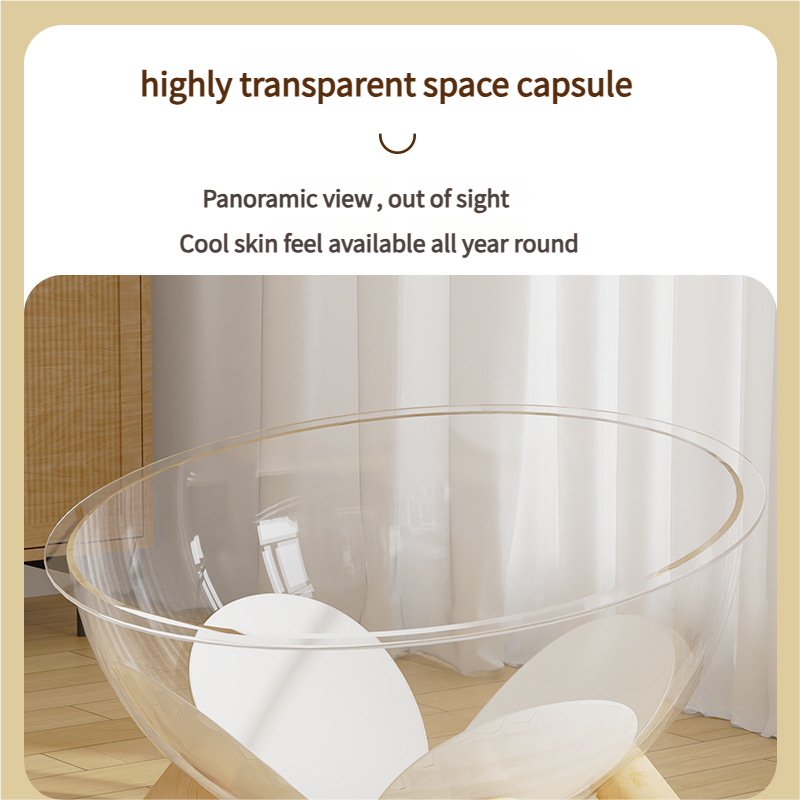 Luxury Transparent Cat Bed with Wooden Legs - Stylish Pet Nest - view 2