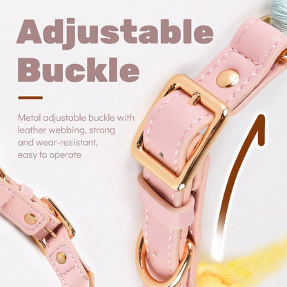 Green Hand-Woven Rainbow Cotton Rope Dog Leash and Collar Set - Adjustable Veg-Tanned Leather Trim with Heavy Duty Metal Hardware - 150cm Training Lead and M Size Collar - view 2