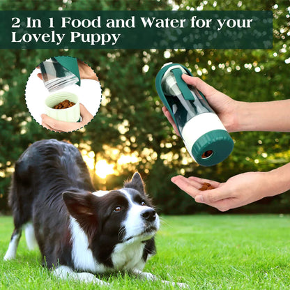 Dark Blue 2-in-1 Portable Dog Water Bottle and Food Container - Leaf-Shaped Silicone Travel Bowl for Pets, Leak-Proof Outdoor Dispenser for Walking, Hiking and Traveling, 330ml Capacity - view 5
