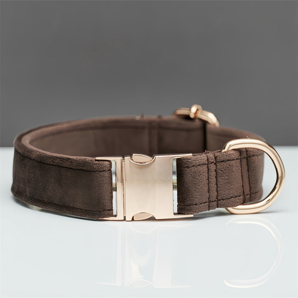 Dark Brown Durable Dog Collar with Metal Buckle – Adjustable Nylon Pet Collar for Small to Large Dogs size XS - view 2